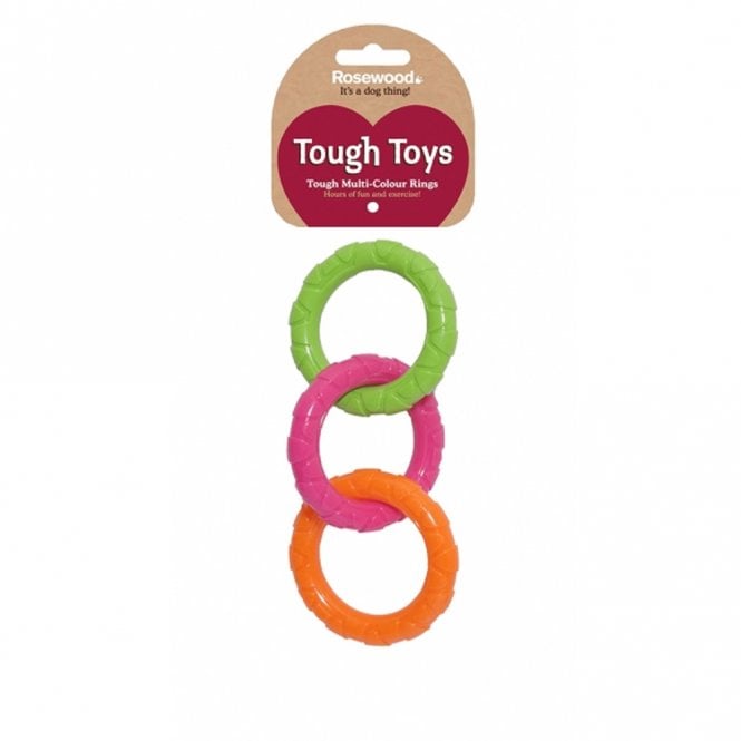 Rosewood Tough Multi-colour Rings Dog Toy Medium